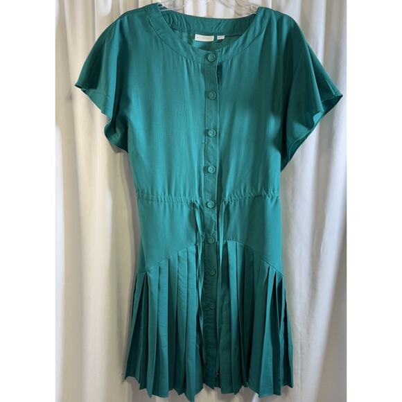 New York & Co Pleated Short Sleeves Dress,Green, Sz: M, 64-40 - Picture 10 of 16